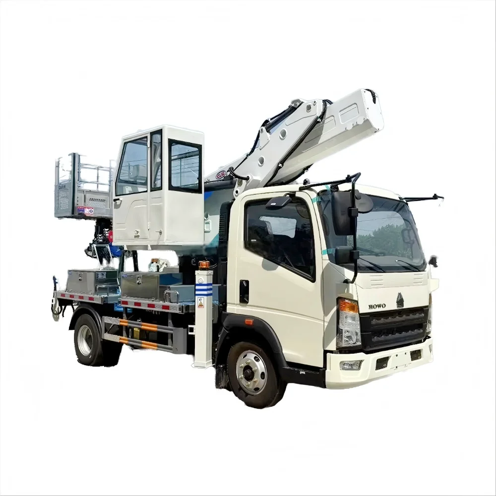 HOWO 31m Telescopic Boom Lift Truck Euro 5 Anti-slip Platform