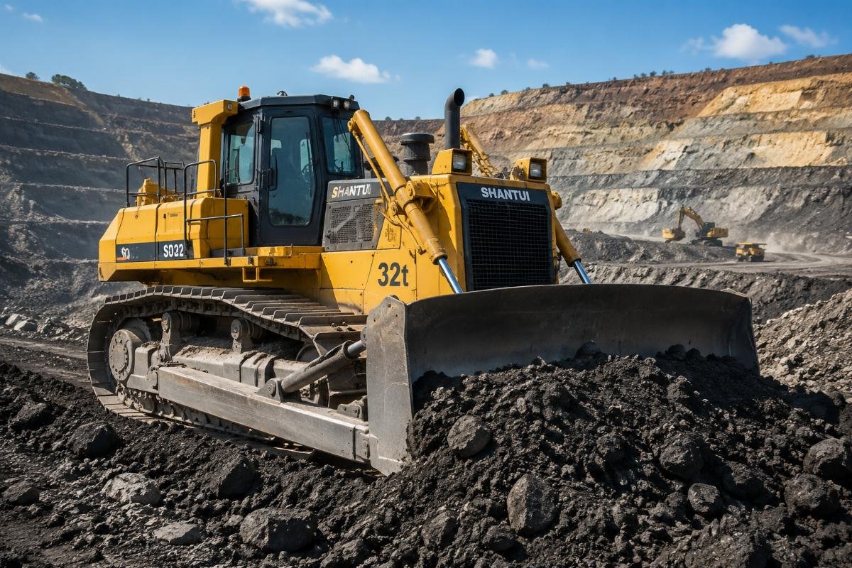32 ton bulldozer for mining stripping operations Large 32 ton track bulldozer operating on an open pit mining site