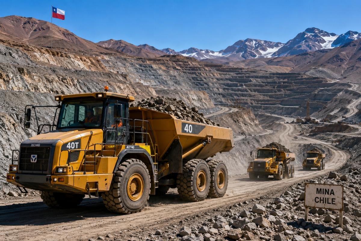 40-ton articulated dump trucks for all-terrain ore hauling Articulated dump trucks operating at a Chilean open-pit mining site