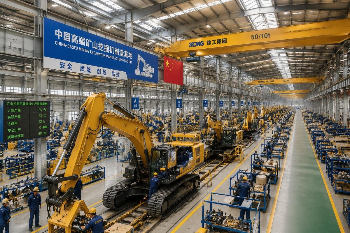 China-based mining excavator manufacturing facility Supplier production facility with dedicated mining excavator assembly lines