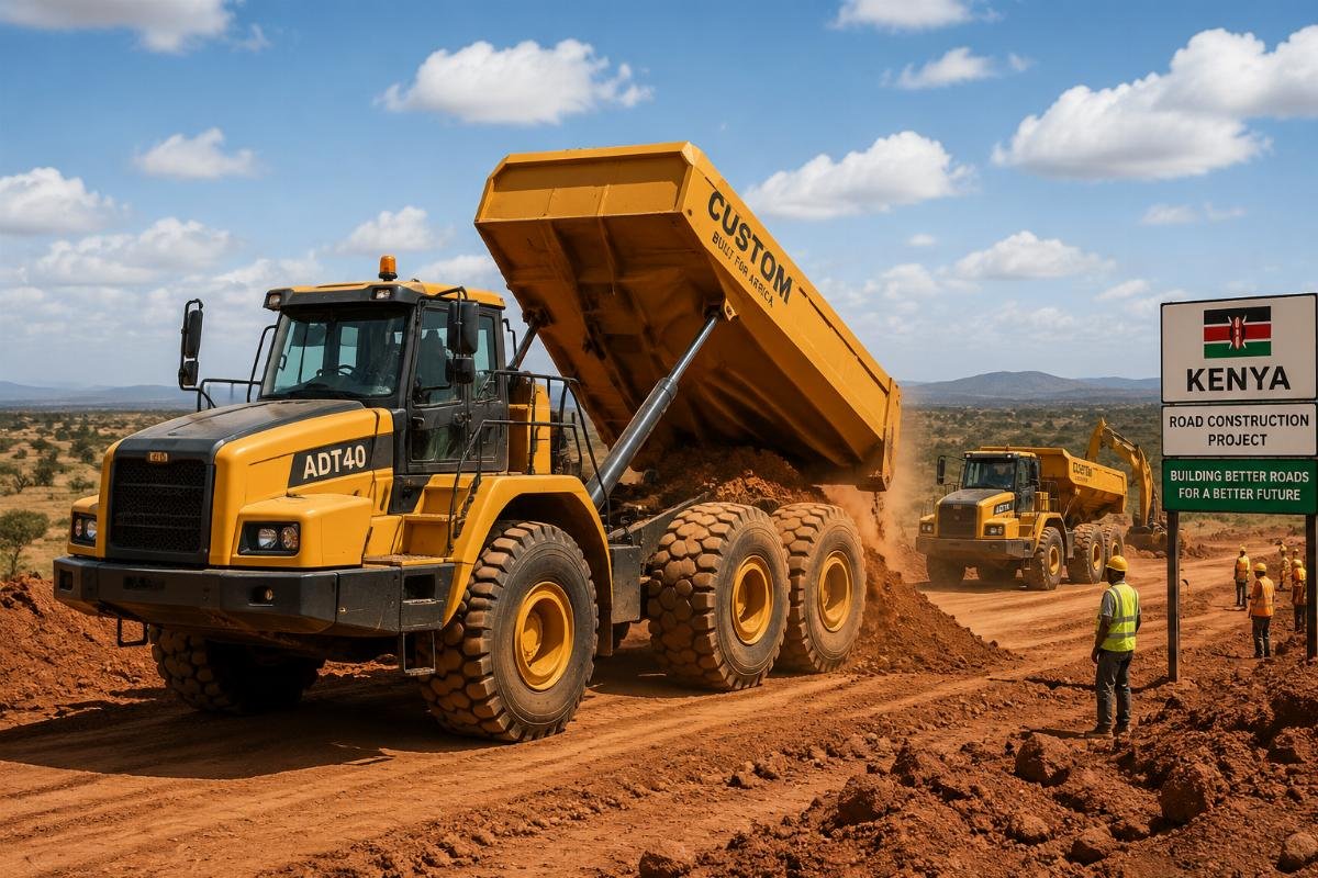 Custom dust-resistant articulated dump trucks for high-heat sites Customized articulated dump trucks at a Kenyan road construction site