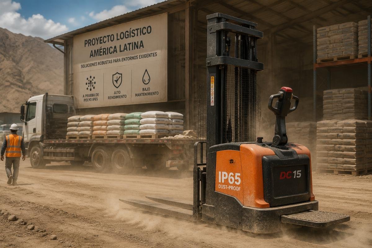 IP65 dust-proof stacker deployed in Latin America logistics project site