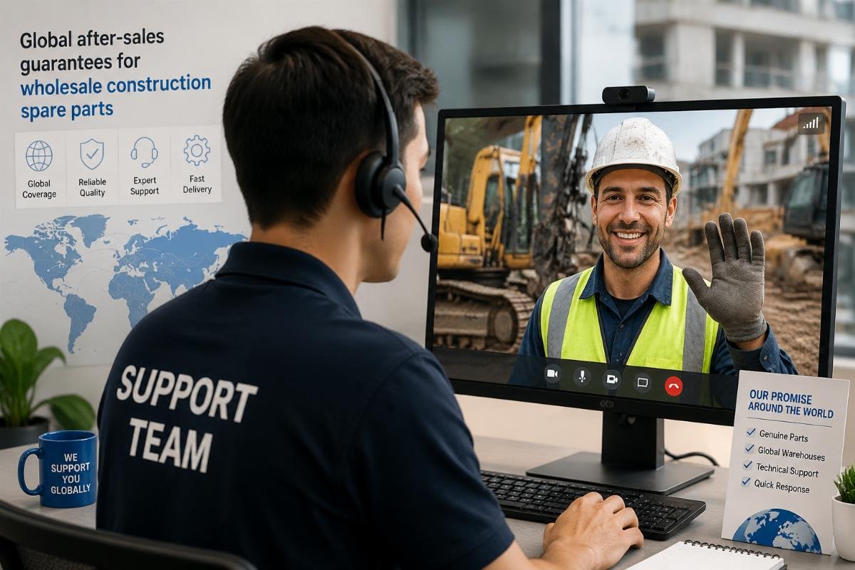 A support team member on a video call with a field engineer at a construction site