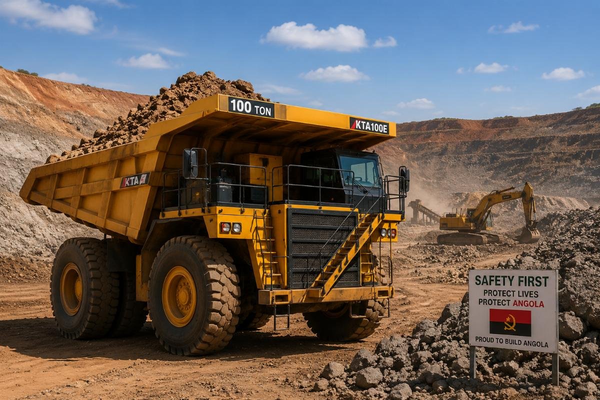 A 100-ton off-road dump truck operating at a mining site in Southern Africa