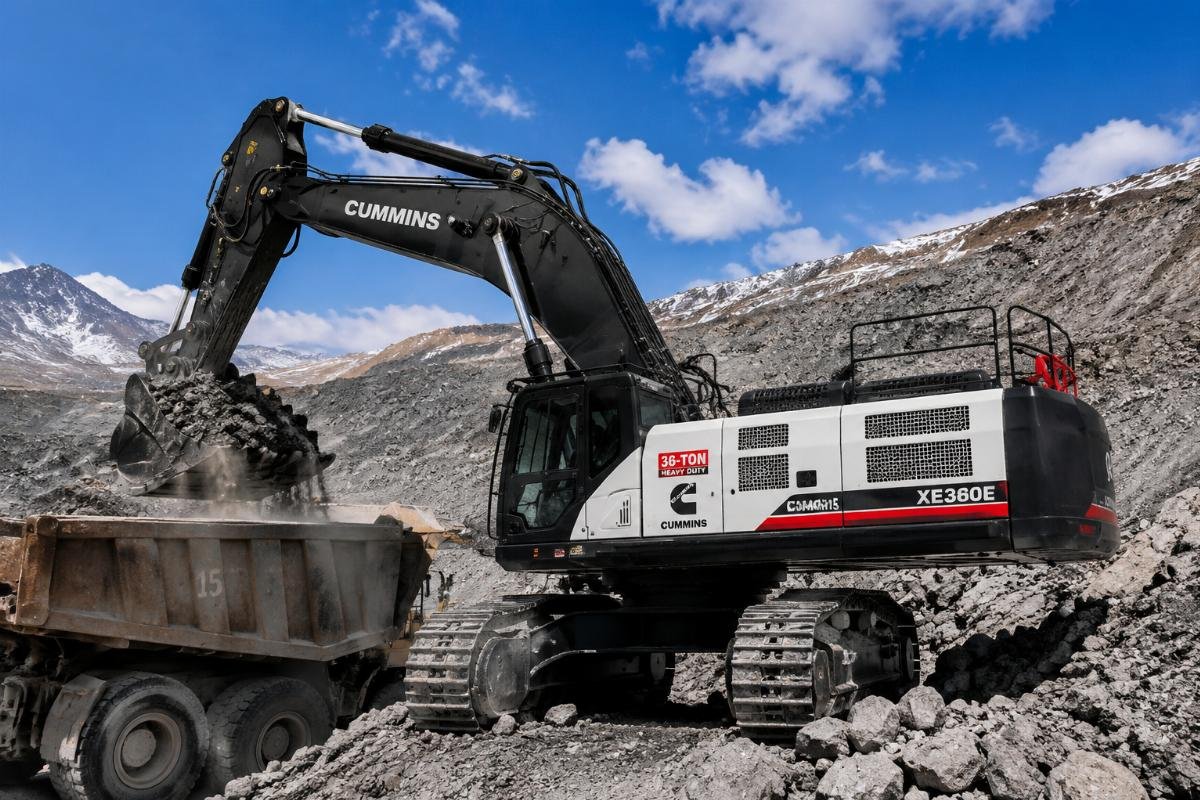 Heavy-duty Cummins excavator performing reliably in harsh mining conditions A 36-ton heavy-duty Cummins engine excavator operating at a high-altitude open-pit mining site