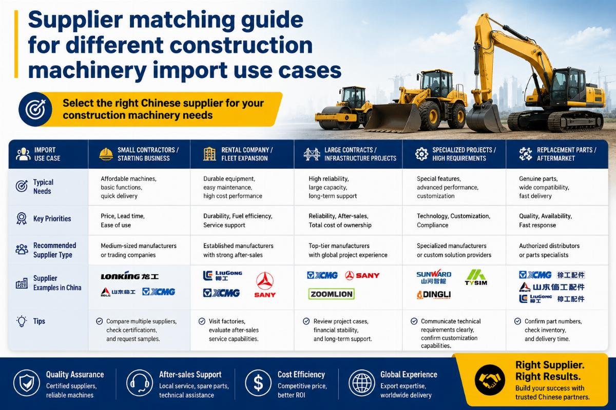 Select the right Chinese supplier for your construction machinery needs Supplier matching guide for different construction machinery import use cases