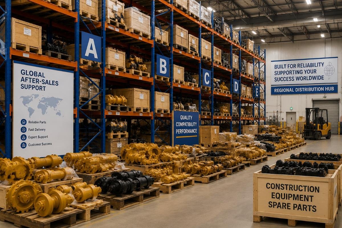 Warehouse storage of construction equipment spare parts at a regional distribution hub