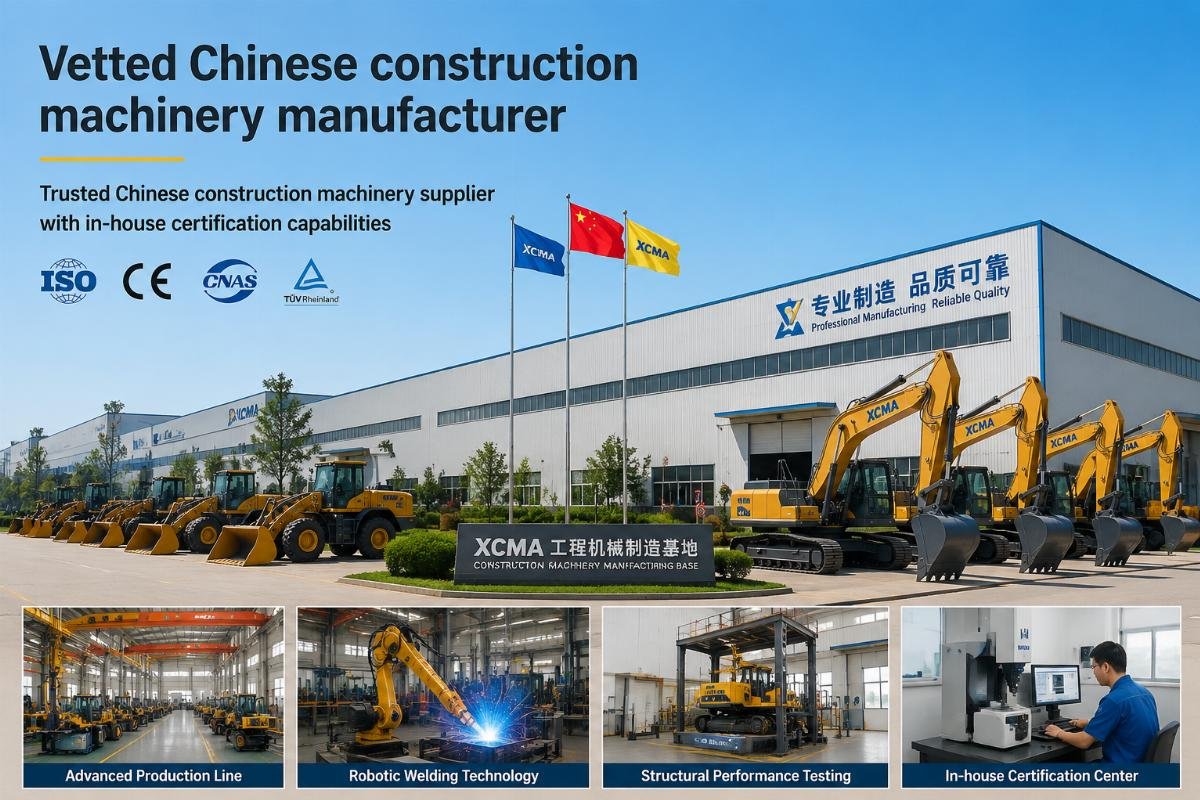 Vetted Chinese construction machinery manufacturer production and testing facility