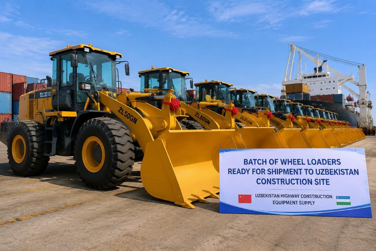 Batch of wheel loaders ready for shipment to Uzbekistan construction site